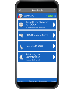 BAYOOCARE - easyDOAC App Pharmakologische Informationen zur Auswahl, Verschreibung und Anwendung von Arzneimitteln – kompakt, einfach und zuverlässig in einer Anwendung: easyDOAC ist eine Progressive Web App (PWA) speziell für Ärzt:innen und Apotheker:innen.