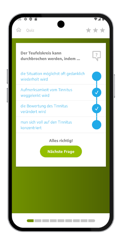 Meine Tinnitus App - Screenshot aus der App - Quiz